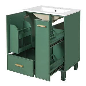 English Elm Christopher Knight Home® - 24" Bathroom Vanity with Ceramic Sink, Solid Wood Frame, Soft-Close Drawers & Ample Storage Appeal Green N759P269734F