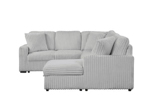 English Elm Grande Modern Sectional Sofa with Sleeper, Built-In USB-C & Chaise Storage in Elegant Gray B009S01893