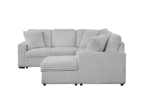 English Elm Grande Modern Sectional Sofa with Sleeper, Built-In USB-C & Chaise Storage in Elegant Gray B009S01893