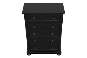 English Elm Meade Contemporary 5-Drawer Chest with Felt-Lined Top, Dovetail Construction & Wood Feet for Style Black 39.5 L x 53 W x 20.5 H B078P301544