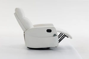 English Elm Short Plush Swivel Recliner Armchair with 360 Degree Rotation for Living Room Cream White W547P437353