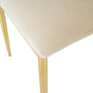 English Elm Modern Velvet Upholstered Dining Chairs with Gold Metal Legs Elegant Set of Two Beige W210P309922