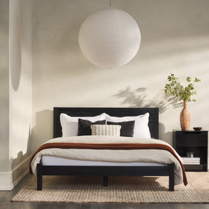 Isla Minimalist Queen Bed Frame - Sustainably Crafted Solid Pine Wood with Simple Boho Headboard