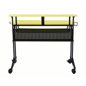 English Elm Yellow Music Studio Desk with Keyboard Tray, Metal Open Frame, Durable Wood Veneer for Pro Recording Spaces B062P184530