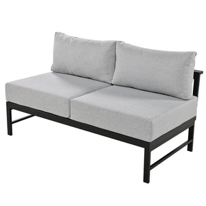 English Elm U-shaped outdoor sofa set with durable aluminum frame, polyspun cushions, high weight capacity and garden-ready style Grey WY000392AAE