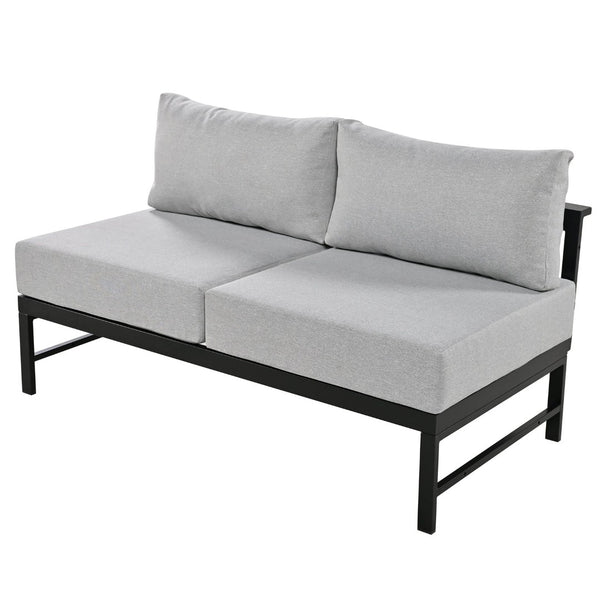 English Elm U_style Outdoor U-shaped Sectional with Iron Frame and Ultra Thick Foam Patio Seating WY000478AAE