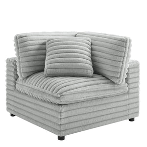 English Elm Jenny Modular 3-Piece Chofa Gray Plush Cord-Like Polyester, Down-Blend Cushions, Configurable Comfort B050S00020