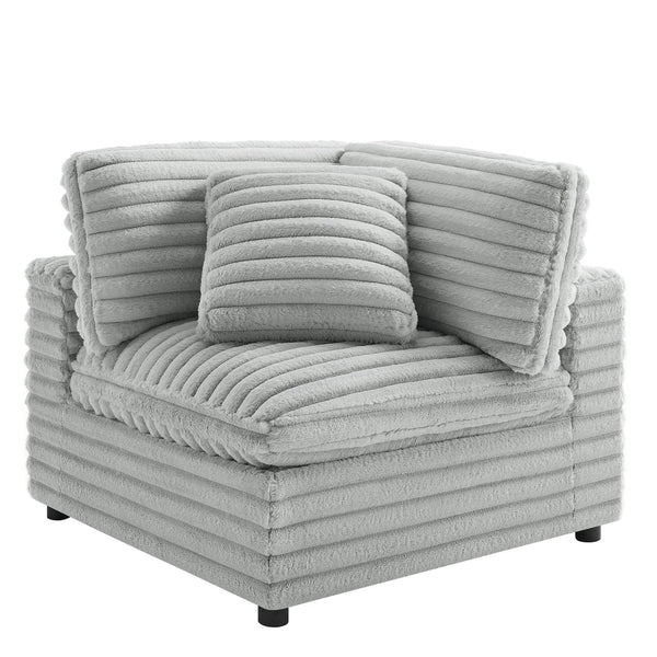 English Elm Jenny Modular 3-Piece Chofa Gray Plush Cord-Like Polyester, Down-Blend Cushions, Configurable Comfort B050S00020