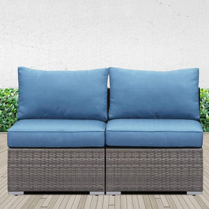 English Elm 59.8"width Outdoor Pe Rattan Modular Loveseat Set with Weather Resistant Cushions B082P455123