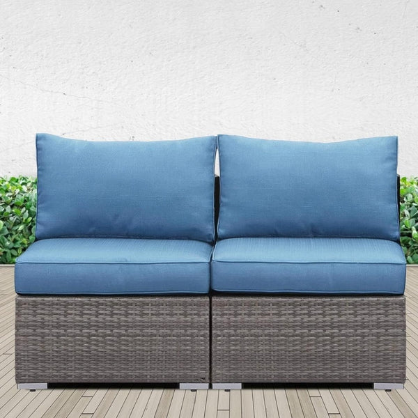 English Elm 59.8"width Outdoor Pe Rattan Modular Loveseat Set with Weather Resistant Cushions B082P455123