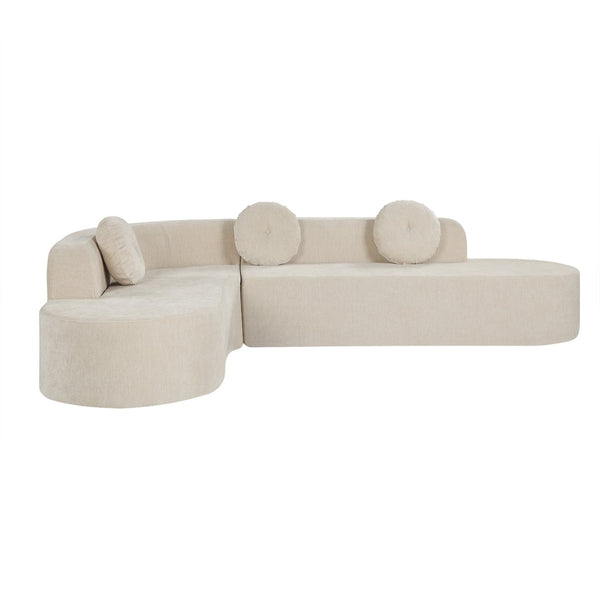 English Elm 122'' Curved L-shaped Sectional Sofa Chenille Upholstery Pocket Spring Living Room Seating Sand N760S0000049D