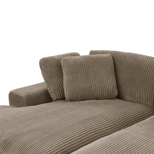 English Elm Large Corduroy Double Chaise Sectional Sofa with Lumbar Support for Spacious Living Rooms Camel B2748S00015