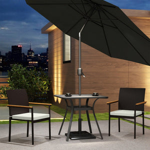 English Elm Outsunny Pe Rattan Outdoor Dining Chairs with Acacia Armrests Stackable Set of 2 W2225P485612