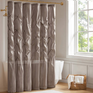 JLA Home Madison Park - Tufted Laurel Semi-Sheer Shower Curtain with Textured Tufting, Lightweight Polyester, Machine Washable Taupe MP70-438