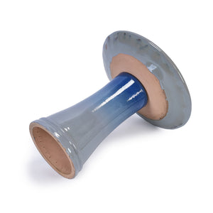 English Elm 17'' Hand-Glazed Ceramic Bird Bath Pedestal with Swirl Pattern, Durable Lightweight Outdoor Sculpture Blue Gray W3273P322557