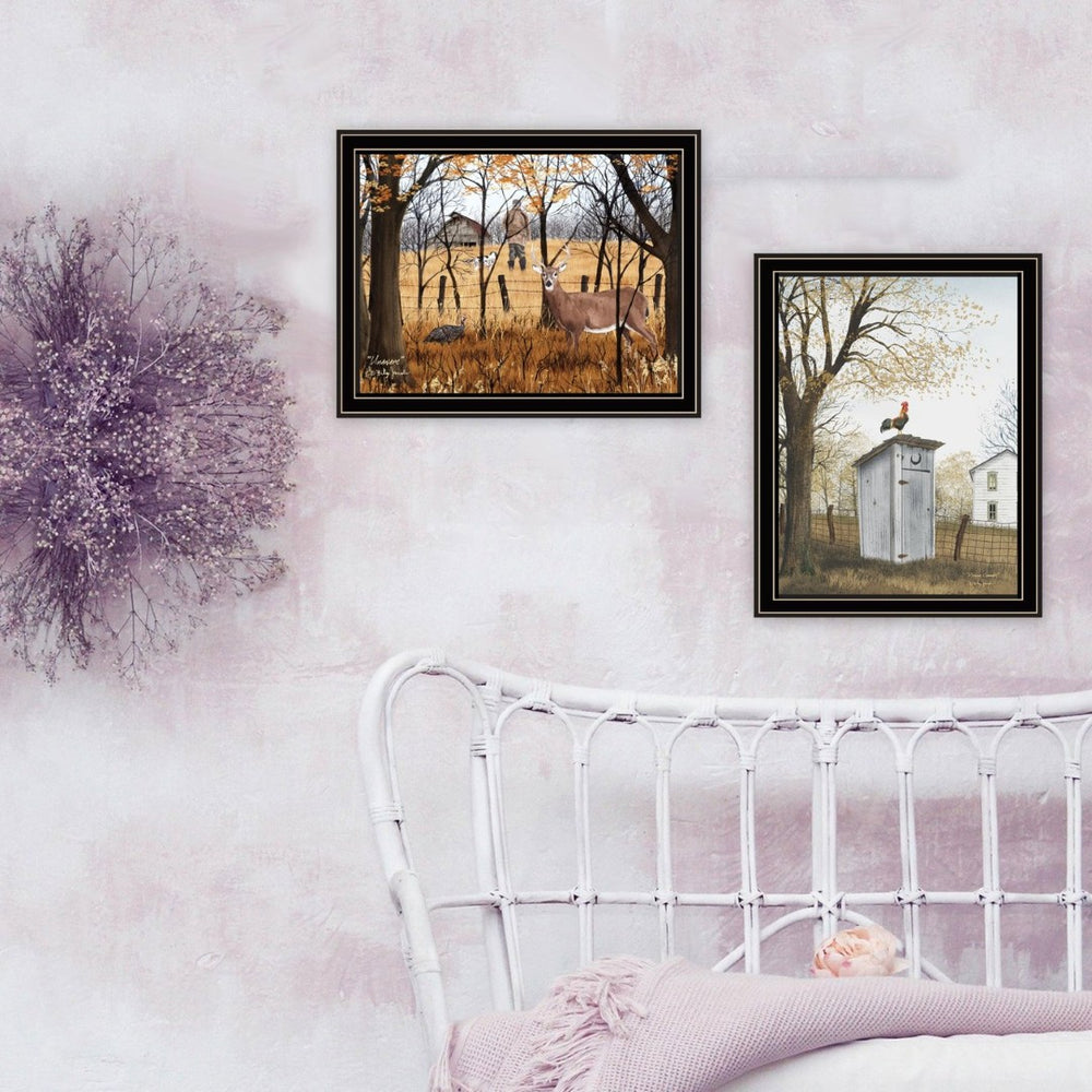 English Elm Trendy Decor 4u Billy Jacobs 2 Piece Country Pastoral Black Framed Wall Art Set B067P254098