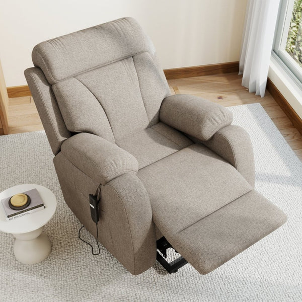 English Elm Power Lift Recliner Chair Velvet Upholstered Senior Assist Motorized Living Room Seat W1028S00061