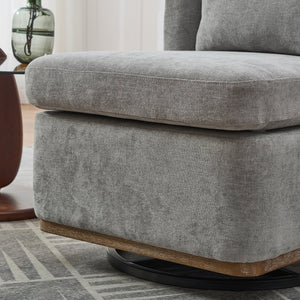 English Elm 25.2 Wide Modern Chenille Cushioned Armless Swivel Accent Chair with Pillow, Metal Base, Pocket Spring Comfort Gray W3118P253949