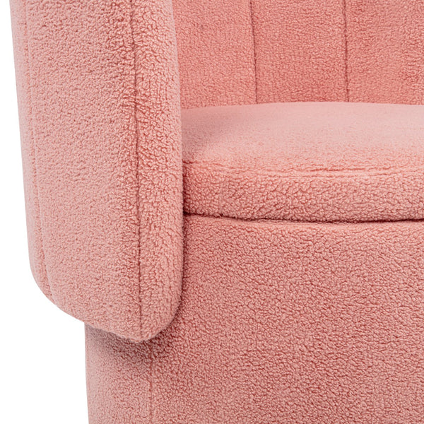 English Elm 360 Swivel Bouclé Sofa Chair with Hidden Storage Compartment, Ergonomic Plush Cushioning for Cozy Living Spaces Pink 28.75 L x 28 W x 20.5 H W1716P196479