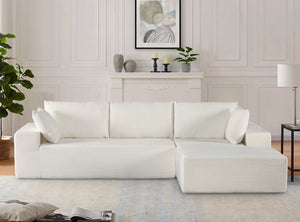 English Elm Cozyform Convertible Sectional Sofa – Plush Ivory Corduroy Couch With Sleeper Functionality, No Assembly! B2735P359716