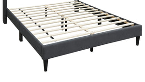 English Elm Elegant Velvet Upholstered Queen Bed with Geometric Stitched Headboard, Platform Design, 12" Height Charcoal 66 L x 23 W x 9 H B011P238937