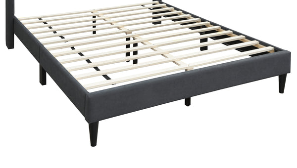 English Elm Elegant Velvet Upholstered Queen Bed with Geometric Stitched Headboard, Platform Design, 12" Height Charcoal 66 L x 23 W x 9 H B011P238937