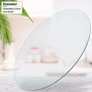 English Elm Size:59.84 Inch Round Tempered Glass Tabletop Clear Polished Surface for Dining Rooms W1151P373004