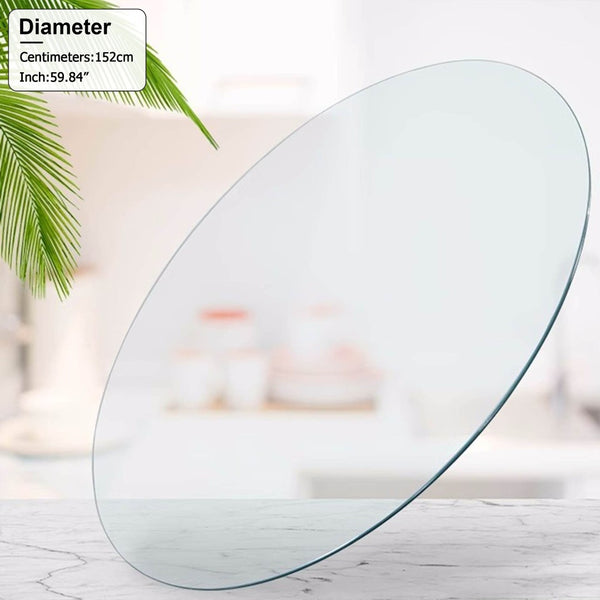 English Elm Size:59.84 Inch Round Tempered Glass Tabletop Clear Polished Surface for Dining Rooms W1151P373004
