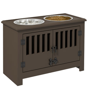 English Elm Pawhut Large Elevated Dog Bowl Stand With Storage Cabinet - Ergonomic Feeding Station For Pets W2225P249930-GIGA
