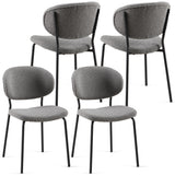 English Elm Grey Boucle Fabric Dining Chairs Set Of 4, Mid-Century Modern Dining Chairs, Kitchen Dining Room Chairs, Curved Backrestupholstered Boucle Dining Chair With Black Metal Legs