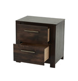 English Elm Rustic 1 Piece Nightstand Wooden Mahogany Finish Bedside Table 2-Drawers Classic Bedroom Furniture