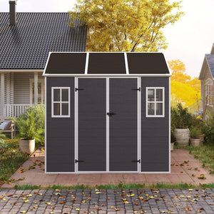 English Elm 8*7ft Outdoor Resin Storage Shed with Double Door Windows and Uv Resistant Floor W1598S00028