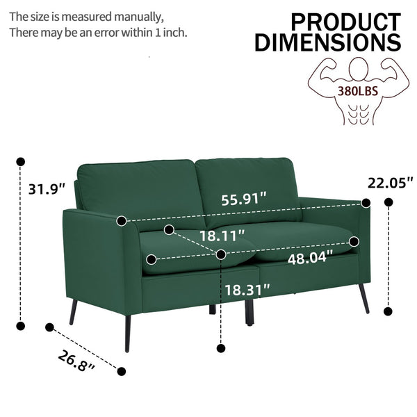 English Elm Ts Cat Paw Faux Leather Accent Chair Nordic Retro Loveseat with Lumbar Support Green W2311S00011