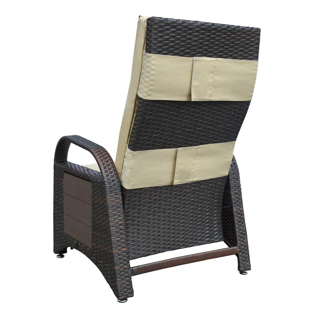 English Elm Outdoor Pe Wicker Reclining Lounge Chair with Cushion and Folding Side Table W2749P225114
