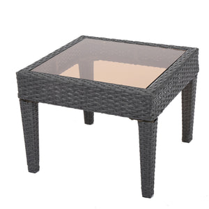 English Elm Christopher Knight Home® - Outdoor Antibes Wicker Side Table — Durable All-Weather Accent Table with Handwoven Detail for Patio Living Spaces Grey 57090.00GRY