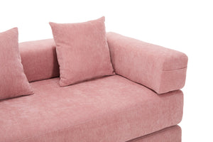 English Elm UNITED Folding Sofa Bed with Removable Cover Zipper, Chenille Memory Foam Sleeper for Small Spaces Pink W1568P293810