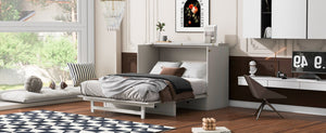 English Elm Queen Murphy Wall Bed with Usb Ports Storage Drawers and Cabinet Style Panel Front White N708S00006AAK