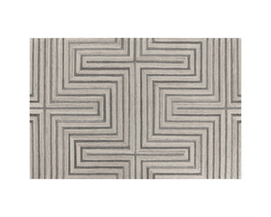 Sunpan Oslow Hand-Tufted Rug - Artisan-Crafted Wool with Unique Maze Pattern in Elegant Beige and Grey Hues 6' X 9'