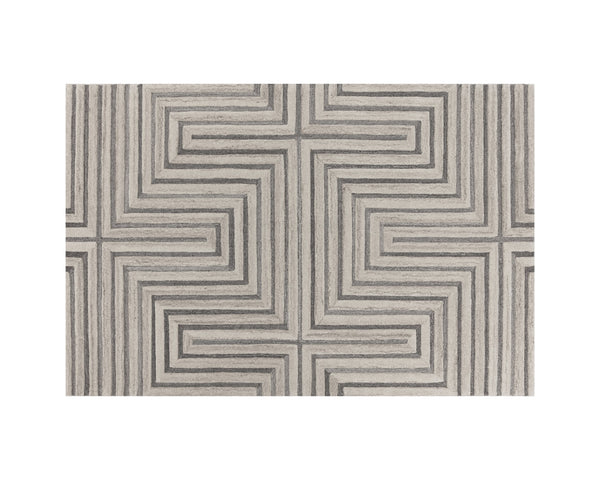 Sunpan Oslow Hand-Tufted Rug - Artisan-Crafted Wool with Unique Maze Pattern in Elegant Beige and Grey Hues 6' X 9'