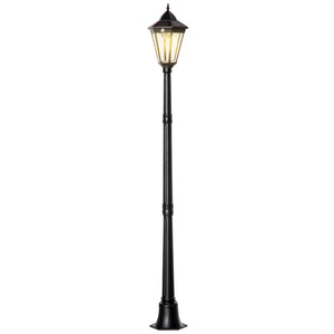 English Elm Outsunny 77" Solar Lamp Post Light with PIR Motion Sensor, Vintage Aluminum Outdoor Pathway Lamp Black W2225P200416