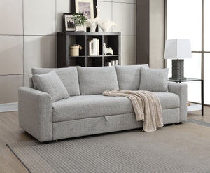 English Elm Connie Beige Boucle Sleeper Sectional Sofa w/ Full Pull-Out Bed, Removable Covers & Plush Foam Comfort B2726P250929