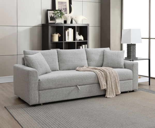 English Elm Connie Beige Boucle Sleeper Sectional Sofa w/ Full Pull-Out Bed, Removable Covers & Plush Foam Comfort B2726P250929