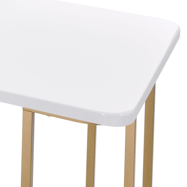 English Elm Estie Sleek White & Gold Writing Desk — Open-Base Rectangular Metal Frame, MDF Top, 70lb Limit B2726P272972