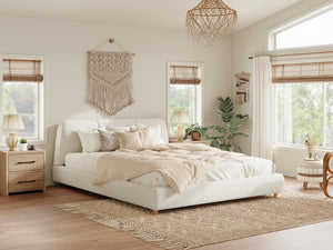 English Elm Christopher Knight Home® - King Upholstered Bed Frame King Size Linen Blend Modern Platform with Solid Wood Legs, Sturdy Support N757P280040I