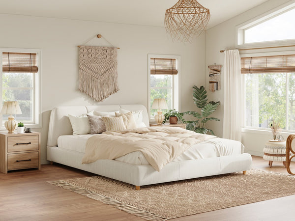 English Elm Christopher Knight Home® - King Upholstered Bed Frame King Size Linen Blend Modern Platform with Solid Wood Legs, Sturdy Support N757P280040I