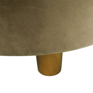English Elm Jo Round Velvet Storage Ottoman Tufted Lift Top with Walnut Legs for Living Room Brown Multi B056P416971