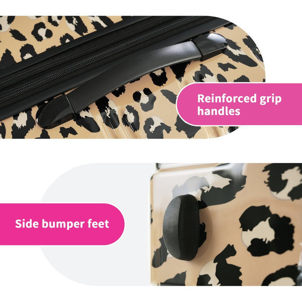English Elm Hardshell Polycarbonate Luggage Set Three Piece Spinner Suitcases with Tsa Lock Brown Leopard N732P218227W