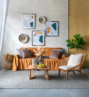 English Elm S/3 Marcia Mirror-Framed Wall Art Set - Abstract Blue Orange Gold Accents, Sparkling Framed Trio for Living Room Decor W2078P318311