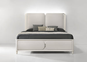 English Elm Laveda Light Gray Boucle Queen Bed With Led, Elegant Upholstered Headboard & Modern Design B2726S00291