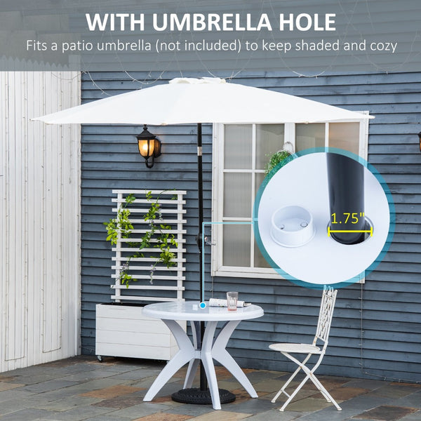 English Elm Outsunny Round Plastic Outdoor Bistro Table with Umbrella Hole for Patio Garden W2225P174360